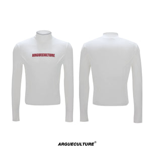 Deconstructed Logo Turtleneck Top | Cotton-Wool Blend - White Top
