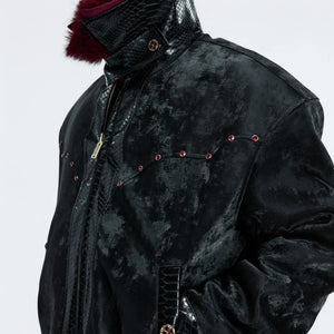Reversible Black Leather Fur-Collar Jacket | Gothic Style - main image 5