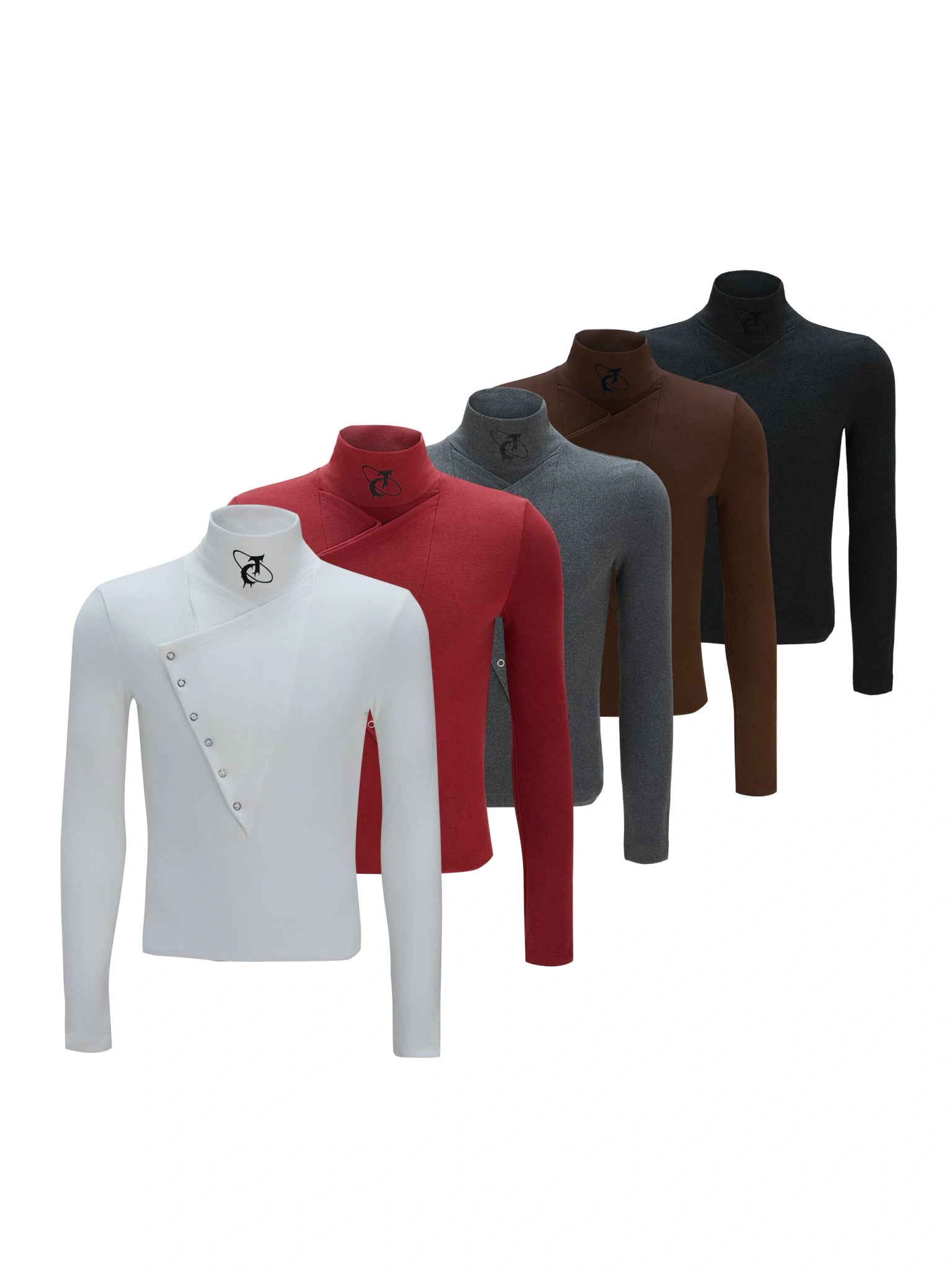 High-Neck Cotton-Wool Blend Fitted Long-Sleeve Top - main image 1