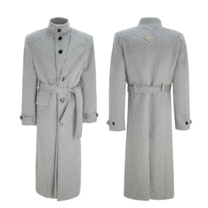 Deconstructed Cotton-Wool Long Coat with Tie Waist - main image 3