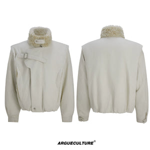 Relaxed Cotton Parka Jacket with Stand Collar | Unisex - White