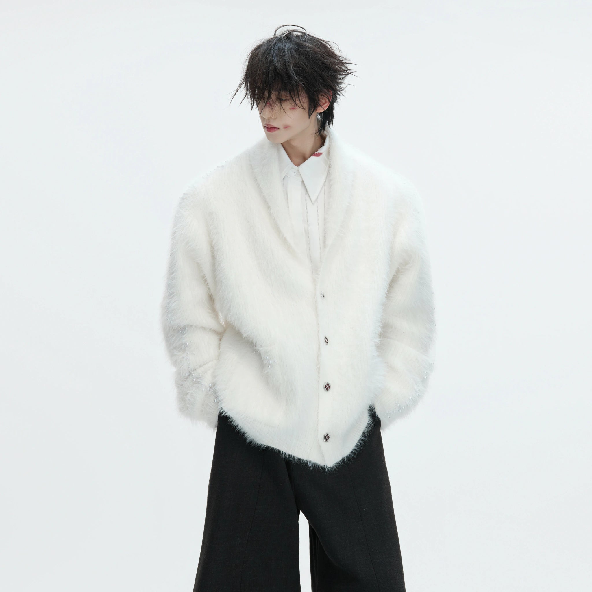 Contrast Stripe Wool-Blend Cardigan Sweater - main image 1