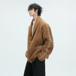 Contrast Stripe Wool-Blend Cardigan Sweater - main image 3
