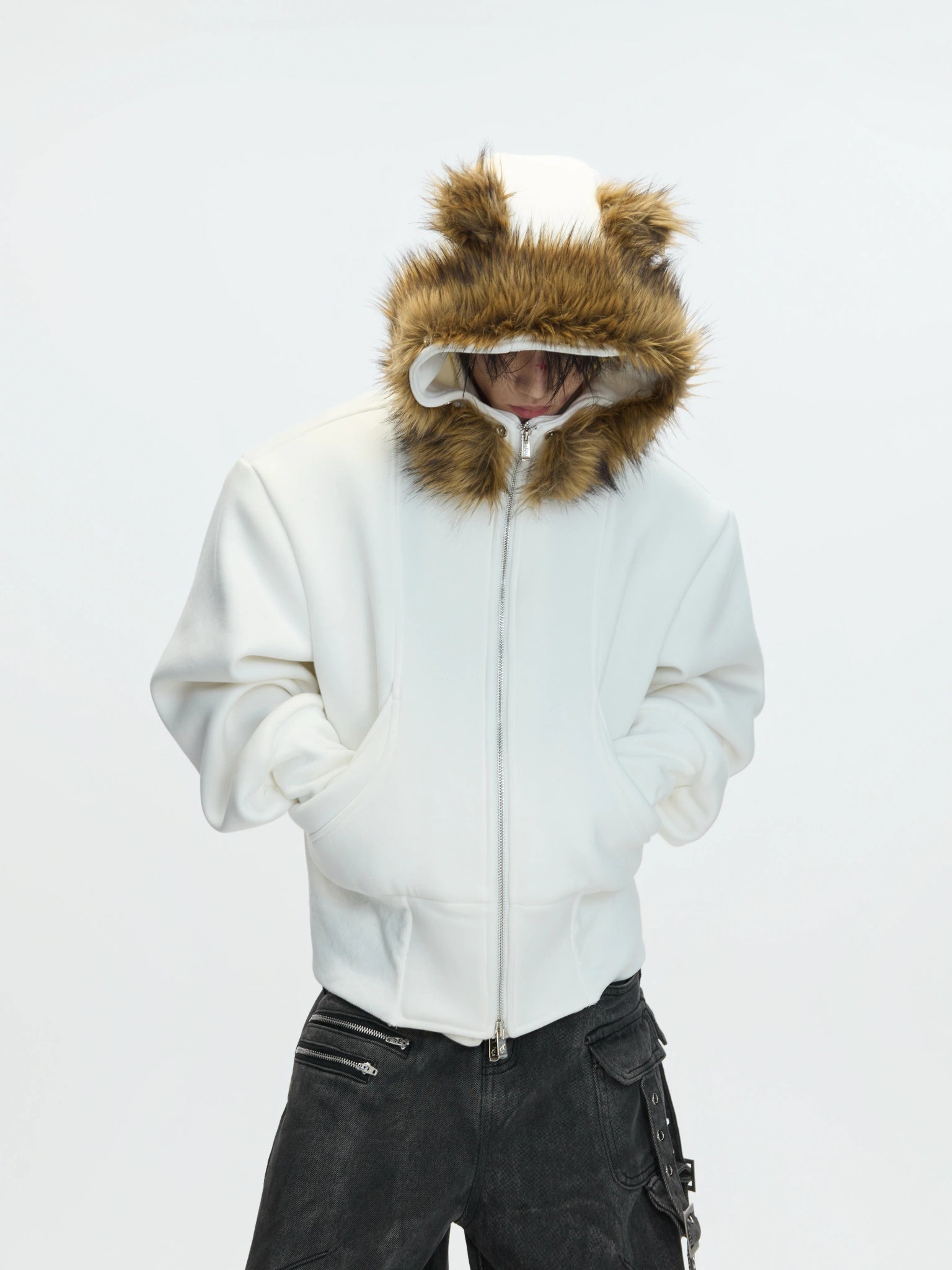 Fleece-Lined Layered Hooded Jacket | Relaxed Fit - main image 1
