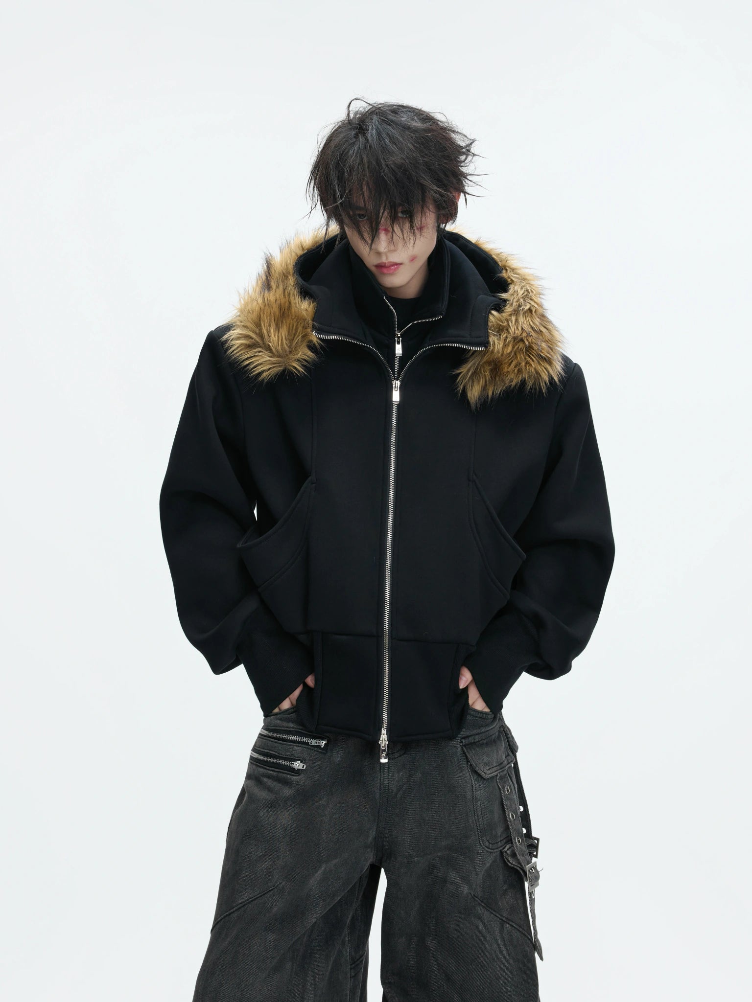 Fleece-Lined Layered Hooded Jacket | Relaxed Fit - main image 2