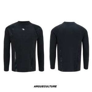 Leather-Panel Ribbed Long-Sleeve Top | Streetwear - Black Top