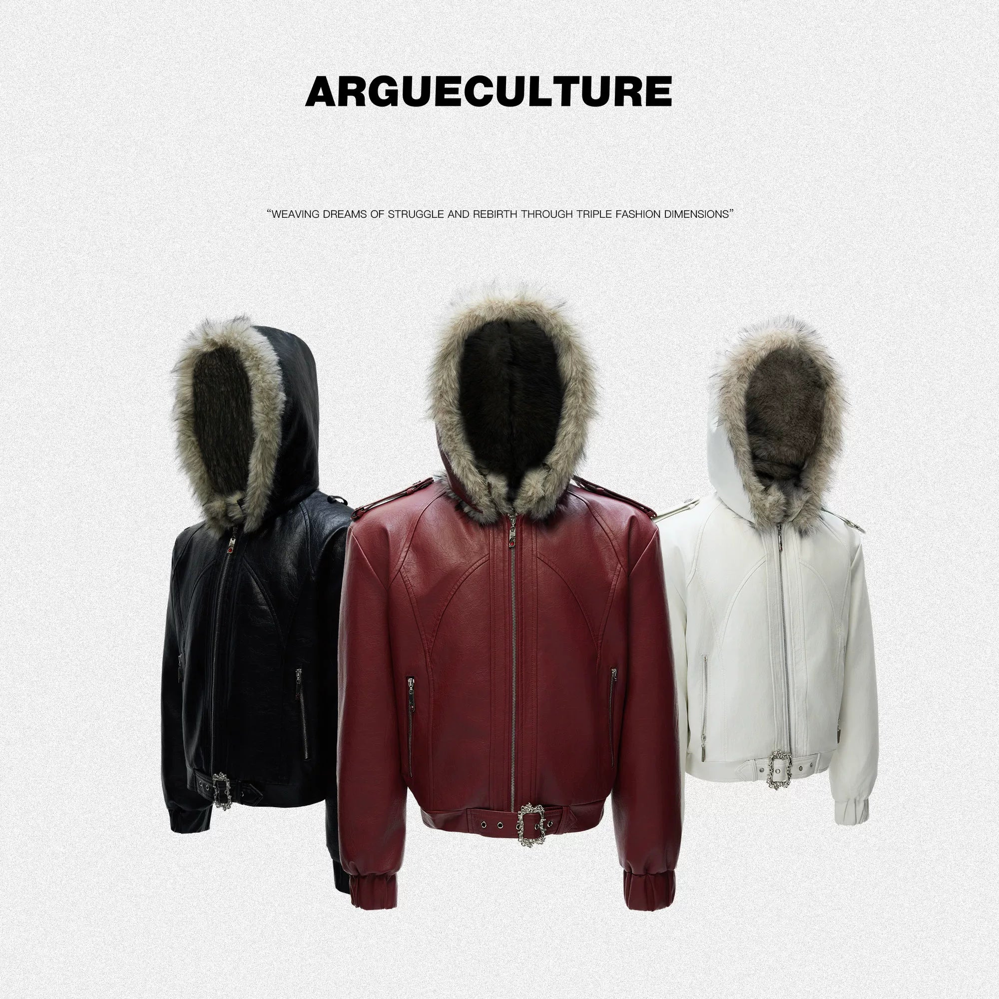 Oversized Hooded Faux Leather Jacket With Zip Front - main image 1