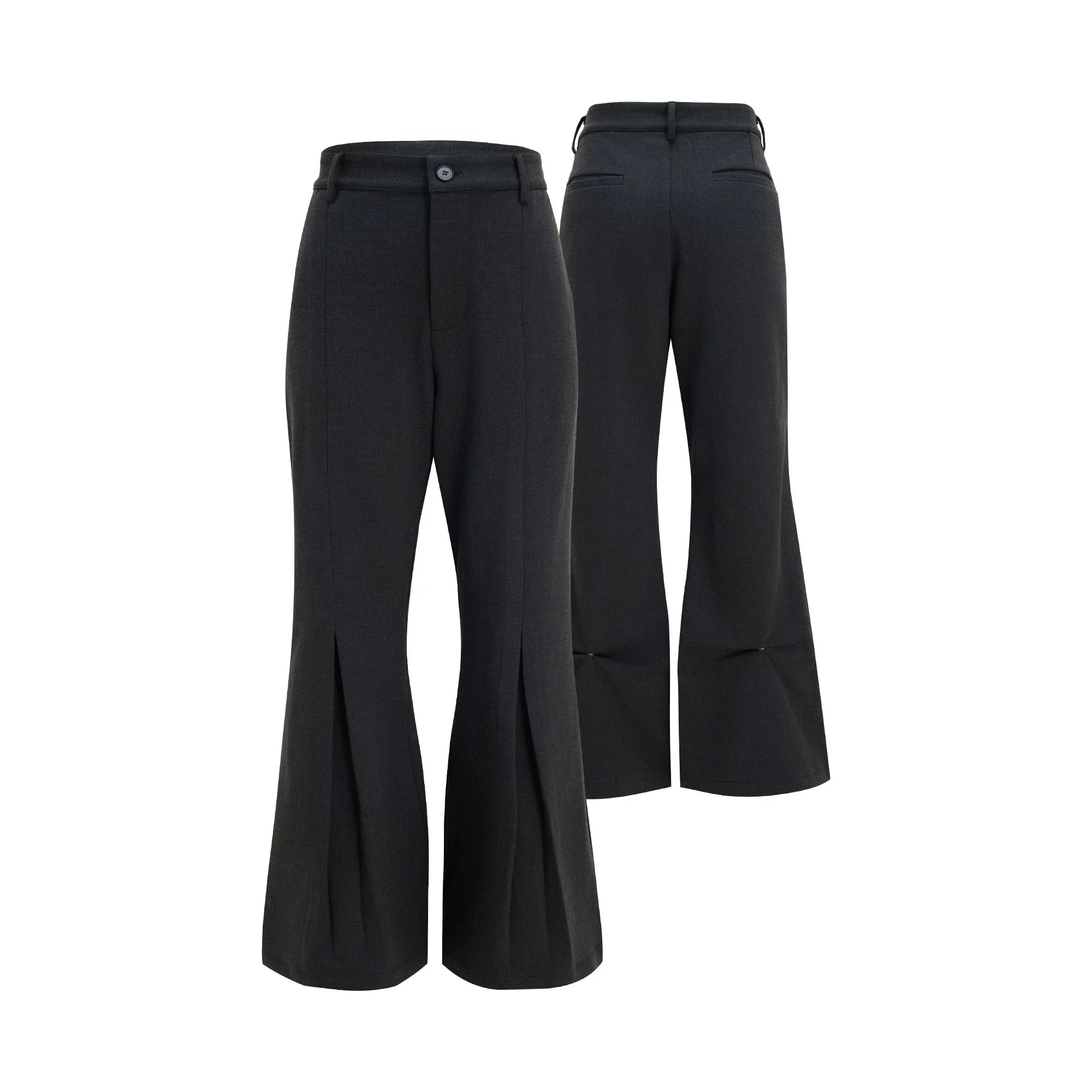 Pleated Wool-Blend Micro-Flare Trousers | Dark Gray - main image 1