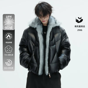 Asymmetric Black Duck Down Jacket | Winter Outerwear - main image 1