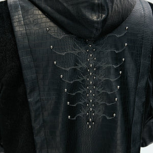 Crocodile-Textured Hooded Padded Jacket | Loose Fit - main image 4