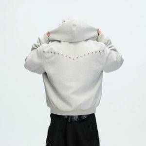 Relaxed Hooded Padded Jacket in Faux Leather-Cotton Blend - main image 3
