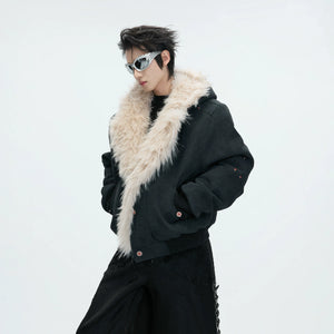 Relaxed Hooded Padded Jacket in Faux Leather-Cotton Blend - main image 4