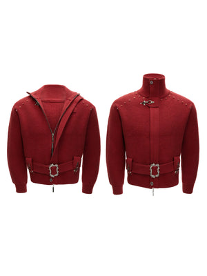 Cinch-Waist Wool Blend Jacket with Stand Collar - main image 4