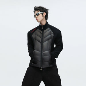 Cotton Down Jacket with Stand Collar | Spliced Outerwear - main image 2