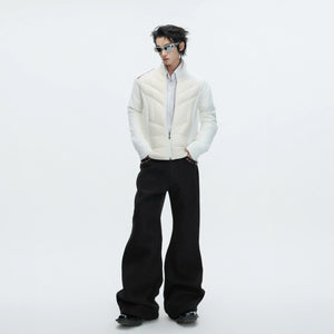 Cotton Down Jacket with Stand Collar | Spliced Outerwear - main image 3