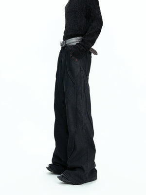 Washed Black Wide-Leg Jeans | Mid-Rise Streetwear - main image 2