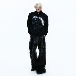 Asymmetric Wool-Blend Zip Cardigan | High-Neck Knit - main image 3