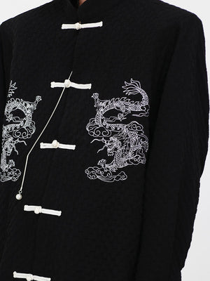 Chinese-style-embroidered-dragon-shirt-with-mandarin-collar-Black