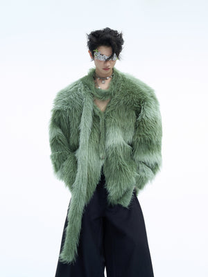 Chunky-Knit-Sweater---Fuzzy-Gradient-Ribbon-Design---Oversized-Streetwear-Green-Shirt