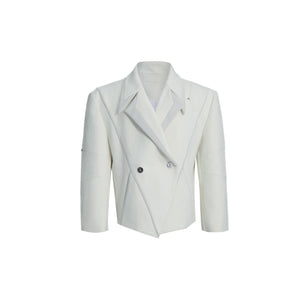 Deconstructed-Asymmetrical-Blazer-Set---Metal-Buttons-Oversized-Fit-White-Shirt