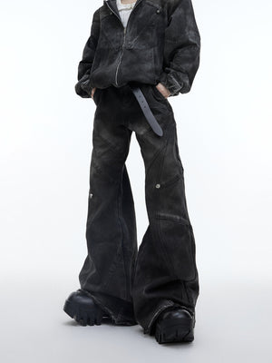 Deconstructed-Distressed-Hooded-Denim-Set---Metal-Accents-Black-Pants