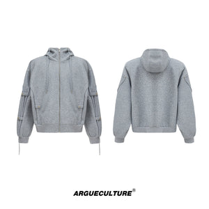 Deconstructed-Drawstring-Hoodie---Oversized-Streetwear-Set-Gray-Top