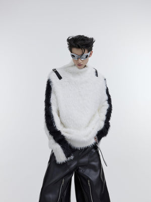 Deconstructed-Knit-Sweater---Metallic-Zipper---Oversized-Unisex-Pullover-White