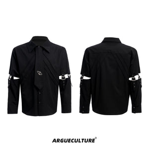 Deconstructed-Lace-Up-White-Shirt---Removable-Panels-Streetwear-Top-Black-jacket