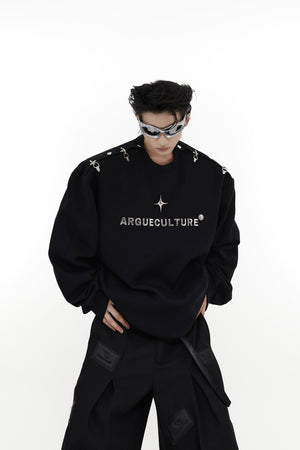 Deconstructed-Metal-Clip-Oversized-Hoodie---Drop-Shoulder-Long-Sleeve-Black