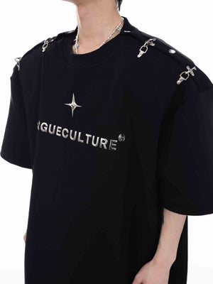 Deconstructed-Metal-Clip-Shoulder-Tee---Summer-Streetwear-Top-Black