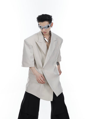 Deconstructed-Shoulder-Pad-Blazer---Summer-Thin-Jacket-with-Detachable-Sleeves-Gray-(Detachable Sleeves)