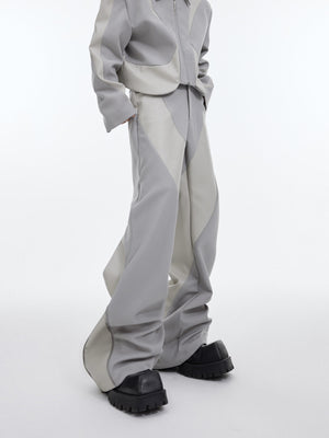 Deconstructed-Shoulder-Pad-Jacket---Twill-Blend-Leather-Trim-Suit-Gray-Pants