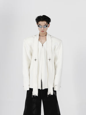 Deconstructed-V-Neck-Knit-Cardigan-with-Shoulder-Pads--Metal-Accents-White