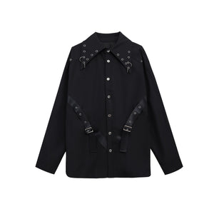 Deconstructed-White-Shirt-with-Shoulder-Pads-Metal-Details-Streetwear-Black