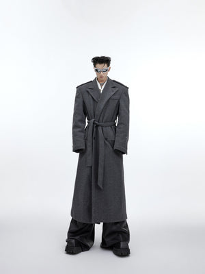Deconstructed-Wool-Overcoat---Heavyweight-Oversized-Long-Coat-with-Belt-Gray