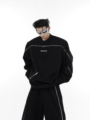 Deconstructed-Zip-Up-Hoodie---Drop-Shoulder-Oversized-Streetwear-Set-Black-Top