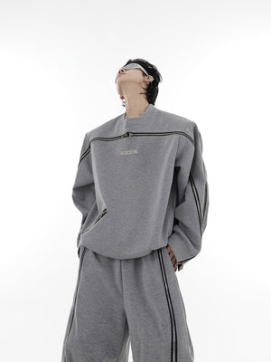 Deconstructed-Zip-Up-Hoodie---Drop-Shoulder-Oversized-Streetwear-Set-Gray-Top
