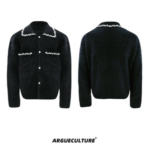 Diamond-Trimmed-Faux-Fur-Patchwork-Cardigan---Oversized-Mens-Sweater-Black-Jacket