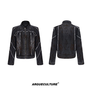 Distressed-Denim-Jacket---Deconstructed-Raw-Hem-Oversized-Shoulder-Black-Top