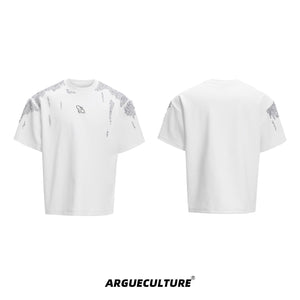 Distressed-Gold-Sequin-Oversized-Tee---Streetwear-Summer-Top-White-T-shirt