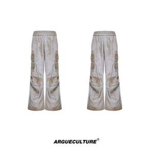 Distressed-Ink-Wash-Fake-Two-Piece-Jacket---Deconstructed-Cargo-Set-Yellow-Pants