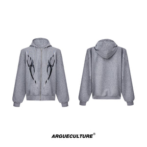Flame-Print-Hoodie---Oversized-Streetwear-Set---Heavyweight-Gray-Top