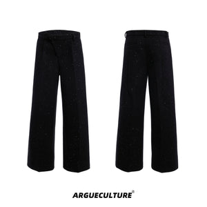Glitter-Wide-Leg-Trousers---High-Waist-Loose-Fit-Casual-Pants-Black-Bottoms
