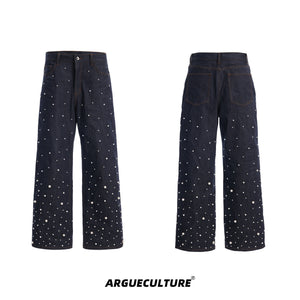 Hand-Stitched-Pearl-Raw-Denim-Jeans---135oz-Selvedge-Blue-Bottoms