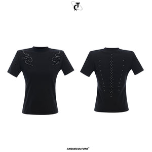 Heavyweight-280g-Short-Sleeve-T-Shirt---Studded-Spine-Embroidery-Black
