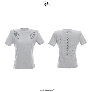 Heavyweight-280g-Short-Sleeve-T-Shirt---Studded-Spine-Embroidery-Gray