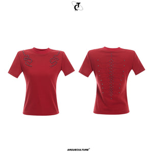 Heavyweight-280g-Short-Sleeve-T-Shirt---Studded-Spine-Embroidery-Red