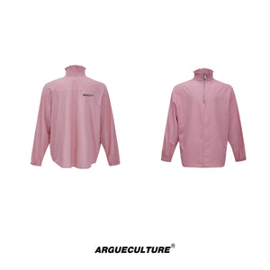 High-Neck-Ruffle-Blouse---Loose-Fit-Long-Sleeve-Streetwear-Shirt-Pink