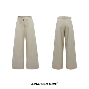 Metal-Zip-Straight-Leg-Trousers---Loose-Fit-Textured-Pants-Bottoms