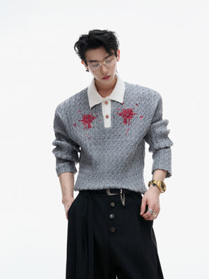 Retro Contrast Sequin Collared Sweater - product image 3